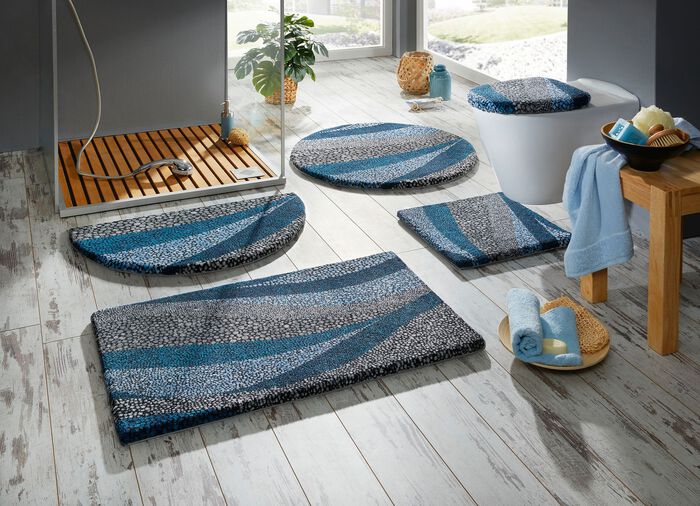 Badvorleger mit aufwendig bedrucktem Mosaik-Wellendessin 