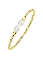 Vergoldeter Armreif mit Süsswasser-Zuchtperlen 