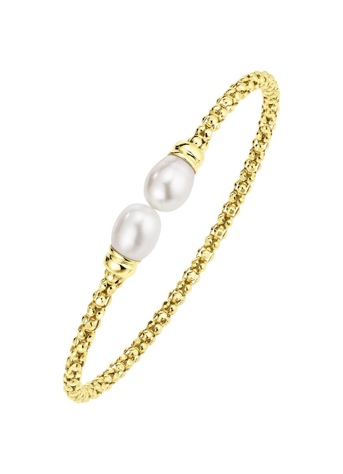 Vergoldeter Armreif mit Süsswasser-Zuchtperlen 