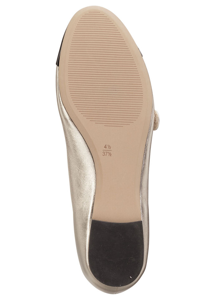 Caprice, schicke Damen-Ballerinas, Weite G, mit herausnehmbarem Fussbett GOLD-SCHWARZ