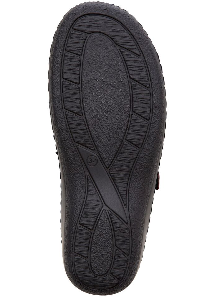 ELENA EDEN, bequeme Damen-Pantoletten, Weite H, mt herausnehmbarem Fussbett SCHWARZ-BORDEAUX