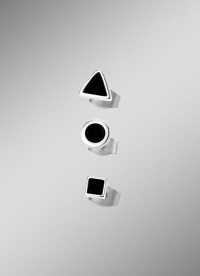 3-teiliges Single-Ohrstecker-Set aus Edelstahl  3-teiliges Single-Ohrstecker-Set aus Edelstahl