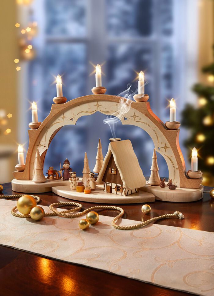 Schwibbogen mit R&auml;ucherh&auml;uschen 