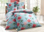 Bettw&auml;sche-Garnitur mit floralen Motiv BLEU