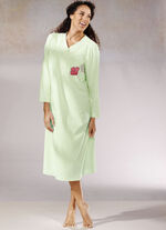 Zweierpack Nachthemden, 3/4 -langen Ärmeln mit Knopfleiste 1X PISTAZIE-BUNT, 1X PISTAZIE