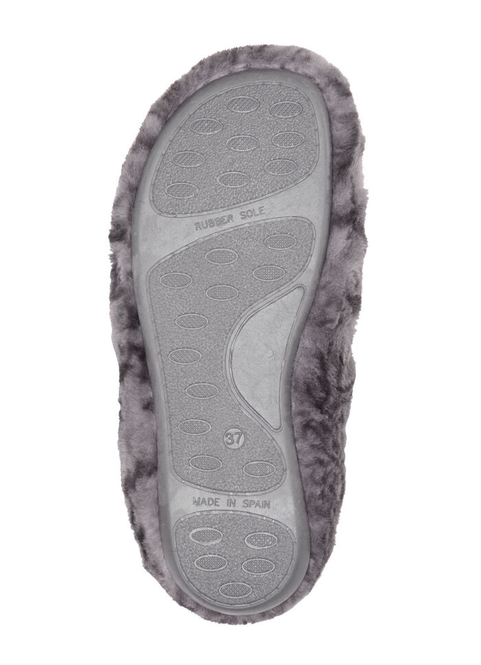 Laurina Pantoffel aus sehr kuscheligem Plüschmaterial GRAU