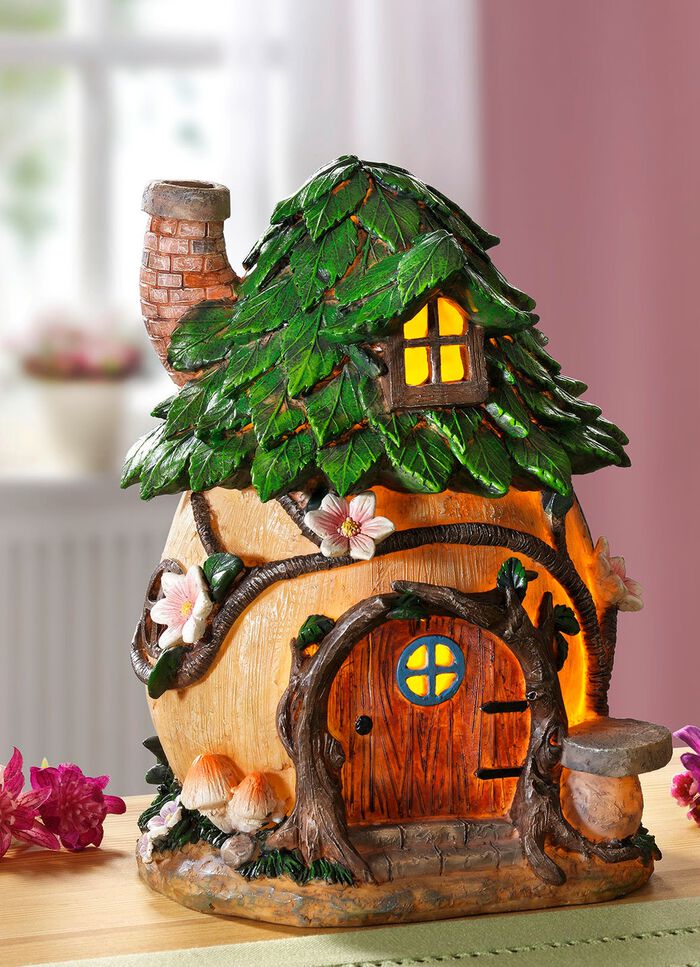 Beleuchtetes Zwergenhaus GR&Uuml;N-BRAUN