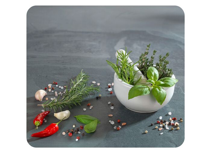 Wandblende aus Glas, Kr&auml;uterk&uuml;che 