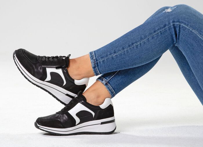 ELENA EDEN, sytlische Damen-Sneaker, Weite H, mit herausnehmbarem Fussbett SCHWARZ-WEISS