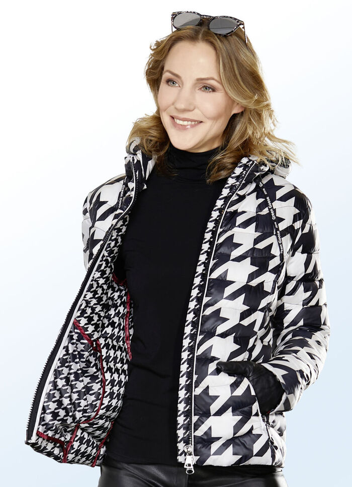 Funktions-Kurzjacke mit Hahnentritt-Dessin 