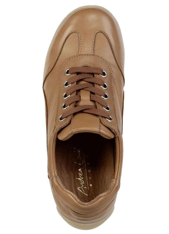 Andrea Conti, bequeme Damen-Sneaker, Weite G, mit herausnehmbarem Fussbett COGNAC