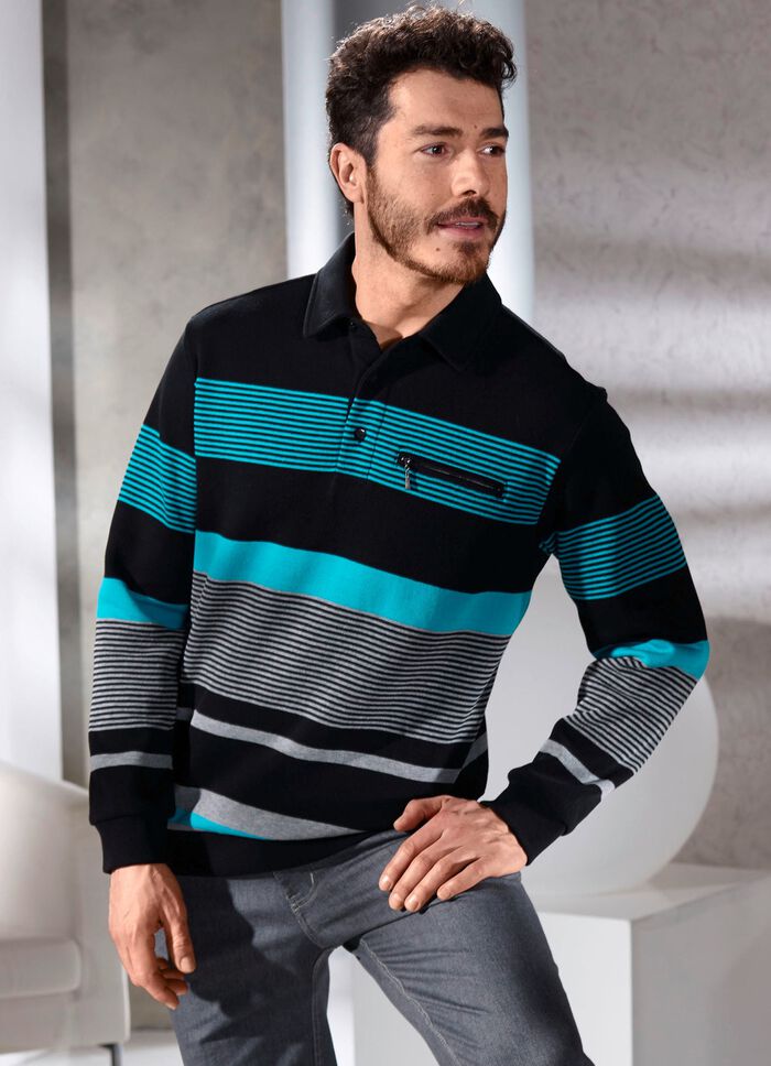 Poloshirt mit kurzer Knopfleiste 