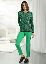 Pullover in modischem Jacquard-Dessin GRÜN-SCHWARZ