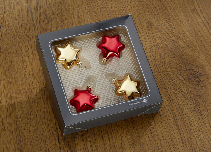 Edler Baumschmuck aus hochwertigem Th&uuml;ringer Glas ROT-GOLD