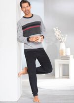 Schlafanzug aus Frottierstretch mit B&uuml;ndchenabschl&uuml;ssen  