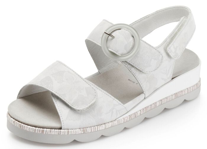 Waldl&auml;ufer Sandale mit dezent bedrucktem Nubukleder PASTELLGRAU