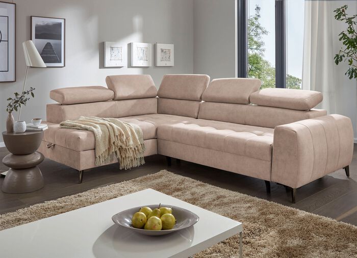 Moderne Polsterecke mit Bettfunktion CREME