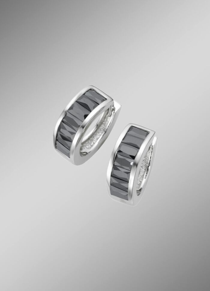 Klappcreolen mit schwarzen Zirkonia 