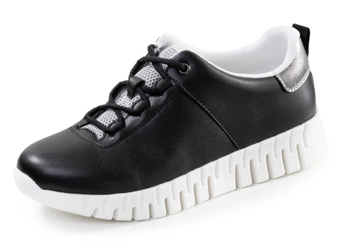 ELENA EDEN, stylische Damen-Sneaker, Weite G, mit herausnehmbarem Fussbett SCHWARZ-ALTSILBER