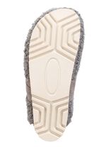 Laurina Pantoffel aus weichem Pl&uuml;sch mit Veloursbesatz GRAU