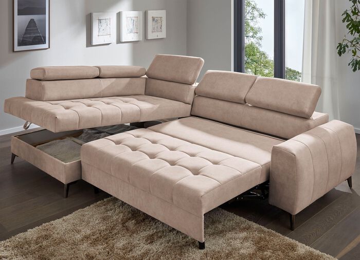 Moderne Polsterecke mit Bettfunktion CREME