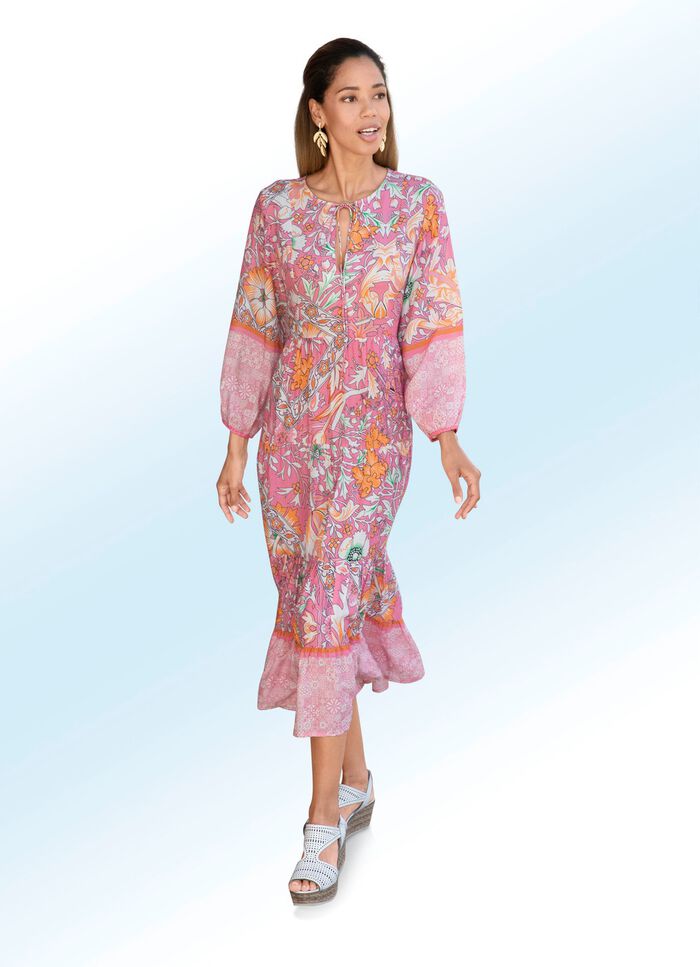 Kleid mit gesmokten Abschl&uuml;ssen 