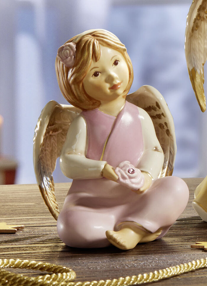 Bezaubernde Schutzengel aus Feinsteingut ROSA