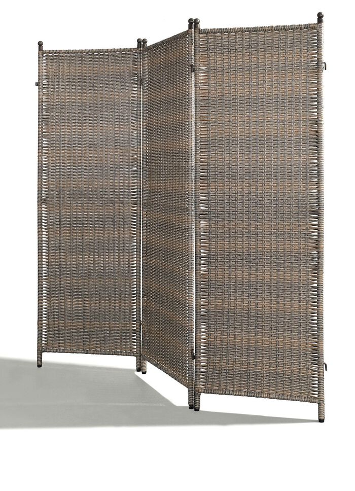 Witterungsbest&auml;ndiger Paravent mit stabilem Stahlgestell GRAU