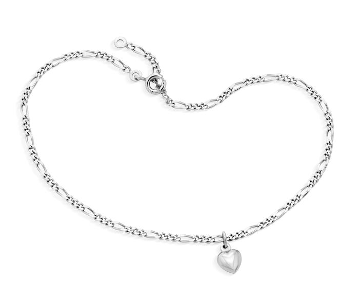 Zartes Figaro-Fusskettchen mit Herz-Anhänger 