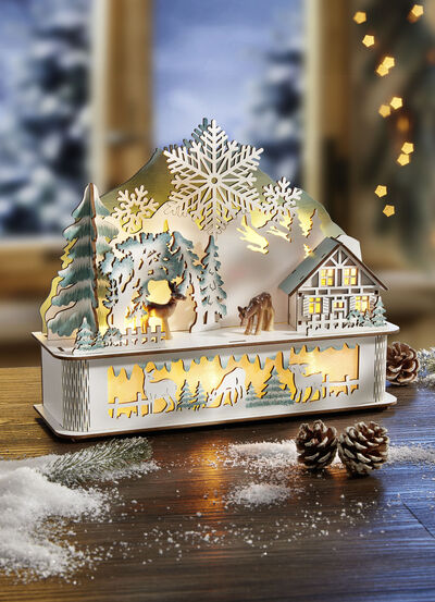 Beleuchtete Holz-Dekoration 