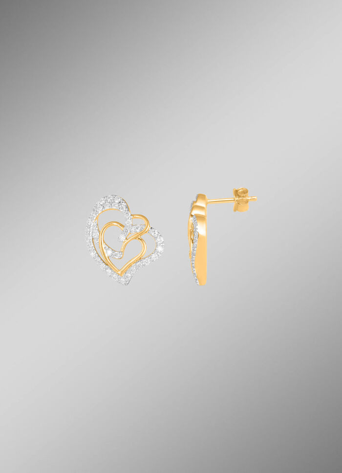 Herz-Ohrstecker mit 68 Diamanten 
