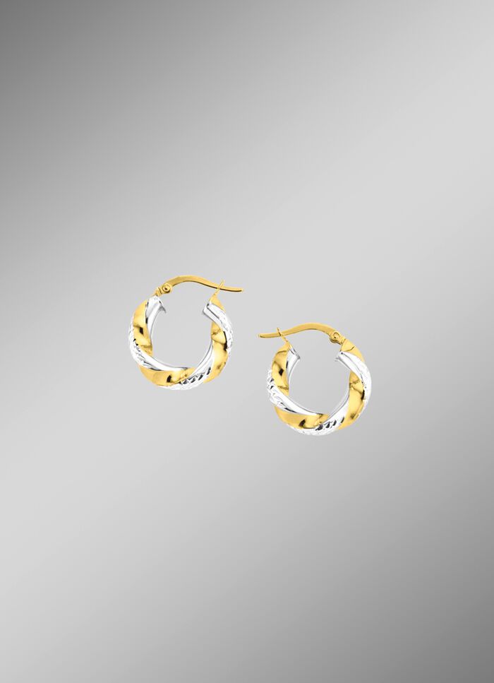 Diamantierte Creolen in Bicolor 