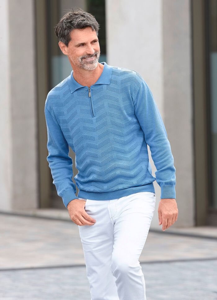 Klassischer Polopullover mit Strukturdessin 
