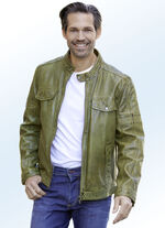 Lederkurzjacke mit Zierstepp