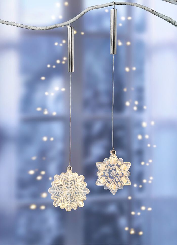 LED-Schneeflocken in Kristall-Optik CREME