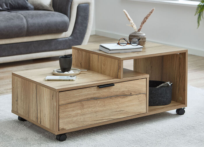 Moderner Couchtisch auf Rollen EICHE