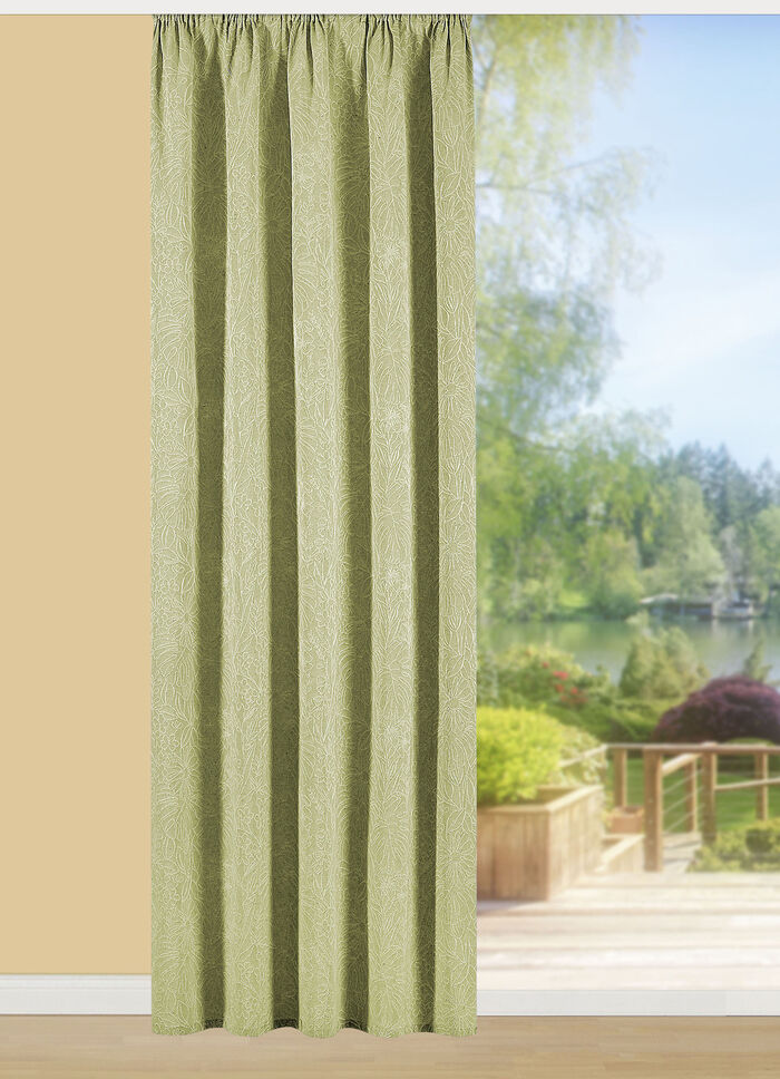 Herrlicher Übervorhang mit aufgesticktem Dessin GRÜN