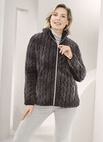 Fleecejacke mit Zopfmuster BRAUN