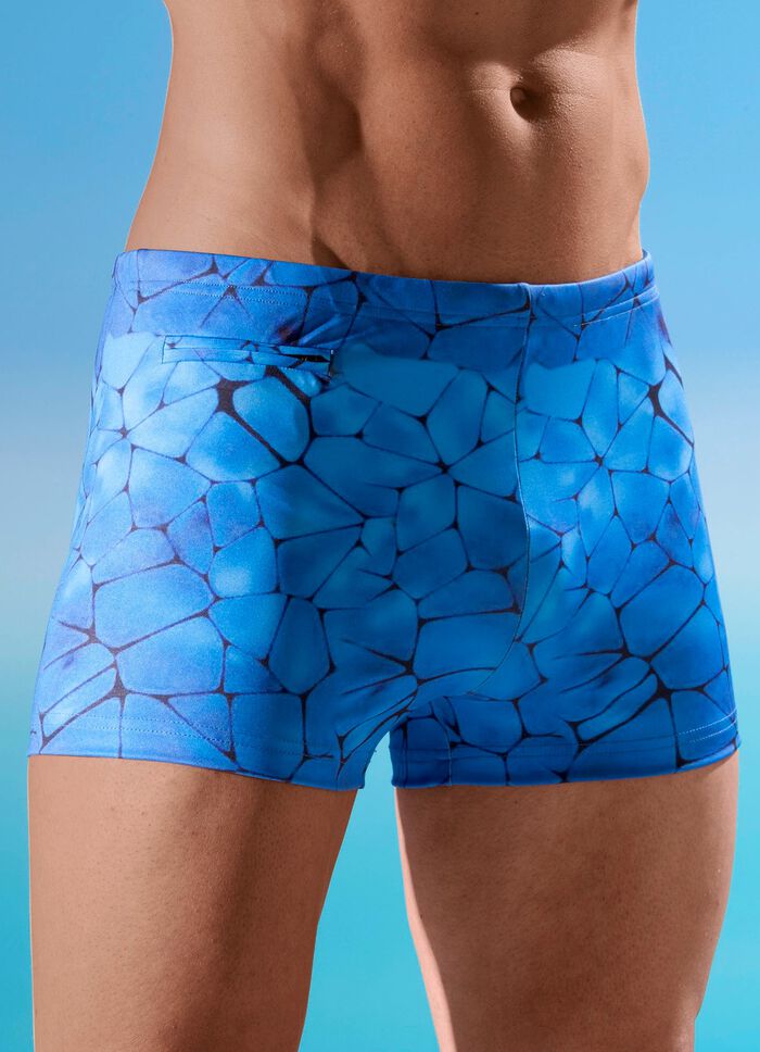 Badehose in h&ouml;herer Kastenform mit Reissverschlusstasche 