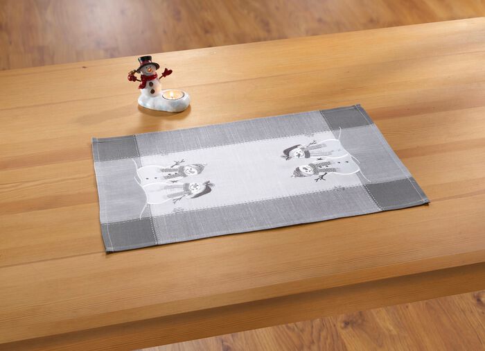 Tisch- und Raumdekoration in Leinenoptik WEISS-GRAU