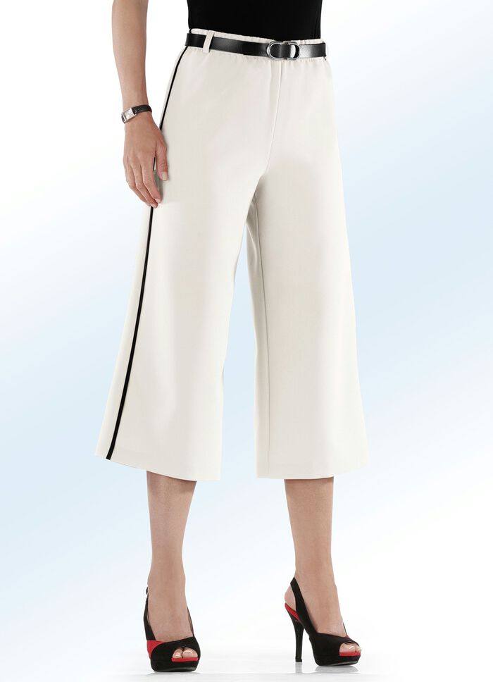 Rockhose mit angesagter Kontrastpaspel ECRU-SCHWARZ