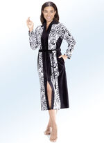 Hausmantel mit Kontrasteinsätzen 