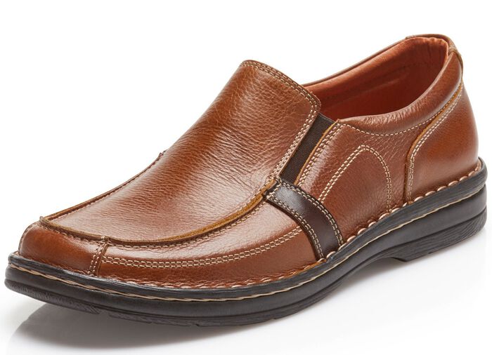 GINO GALANTE, klassische Herren-Slipper, mit herausnehmbarem Fussbett COGNAC