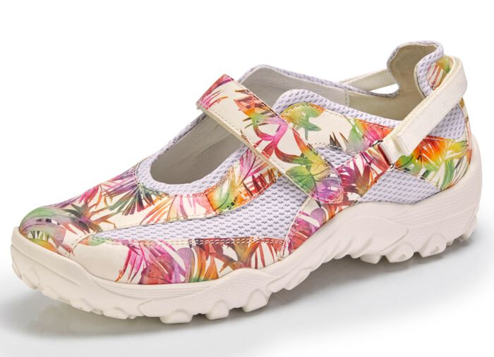 Waldl&auml;ufer Slipper mit verstellbaren Klettverschl&uuml;sse WEISS-BUNT