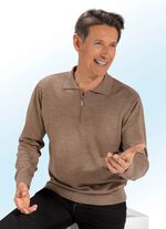 Polopullover mit kurzem Reissverschluss in 3 Farben BRAUN MEL.
