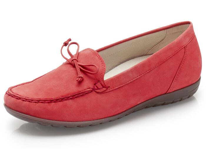 Waldläufer Slipper mit Zierschleife HELLROT
