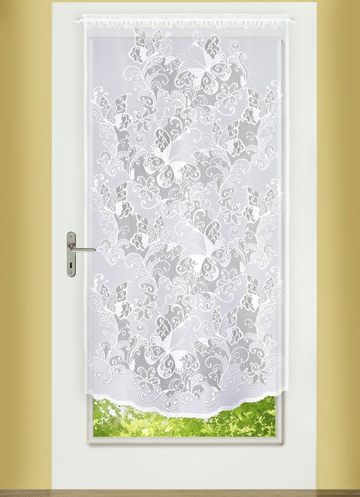 Fenster- und Türbehang mit gebogtem Abschluss WEISS