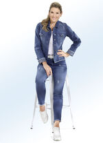 Jeansjacke mit Destroyed-Effekten JEANSBLAU