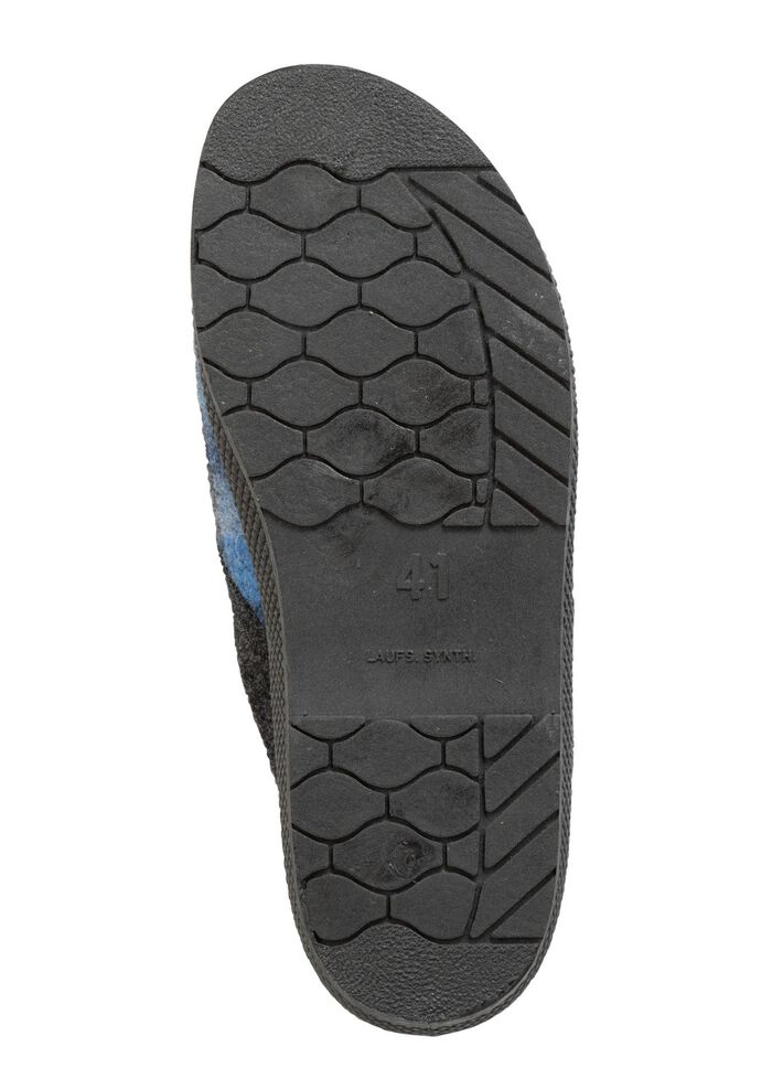 Pantoffel aus kariertem Textilmaterial BLAU-GRAU