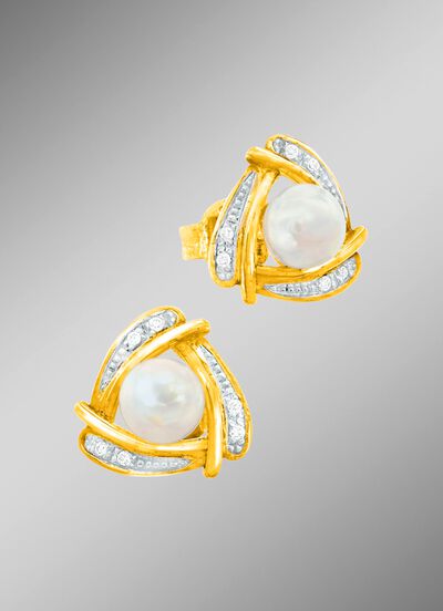 Originelle Ohrstecker mit S&uuml;sswasser-Zuchtperlen 